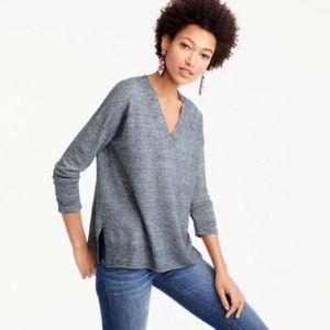 J. Crew Marled Grey Wool and Linen Blend V Neck Sweater — XS